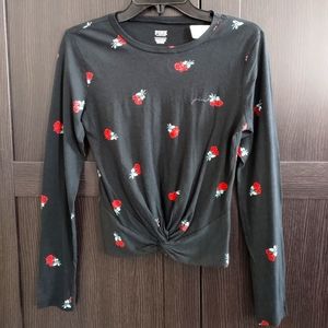 VS PINK Tie Front Knot Cropped Longsleeve T-Shirt NWT